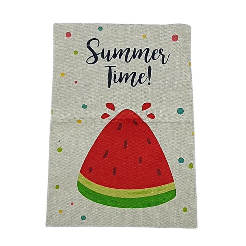 Summer Watermelon Garden Flag Outdoor Decor Canvas Double Sided 12 x 18